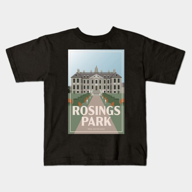 Art Deco Rosings Park from Pride and Prejudice Illustration Kids T-Shirt by MariOyama